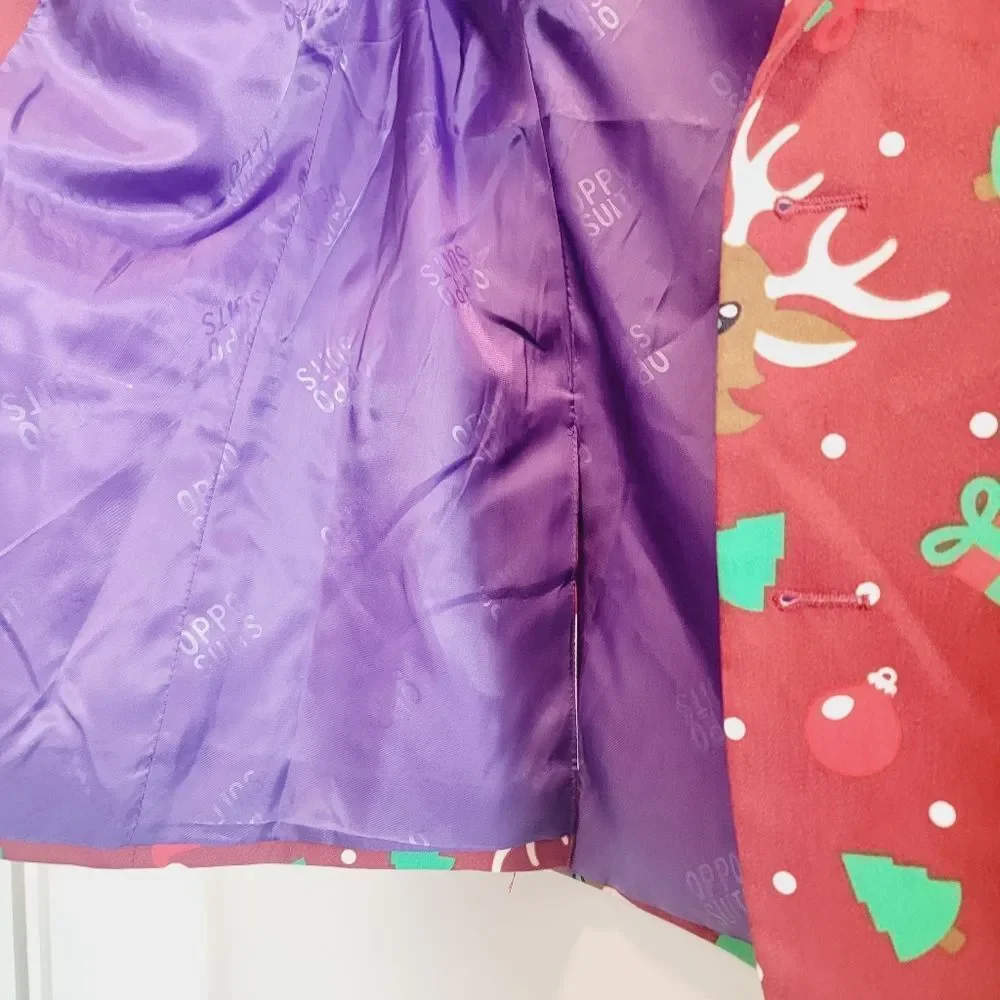 Opposuit Reindeer Santa Claus Holiday Ugly Christmas Blazer Size Small Size 36